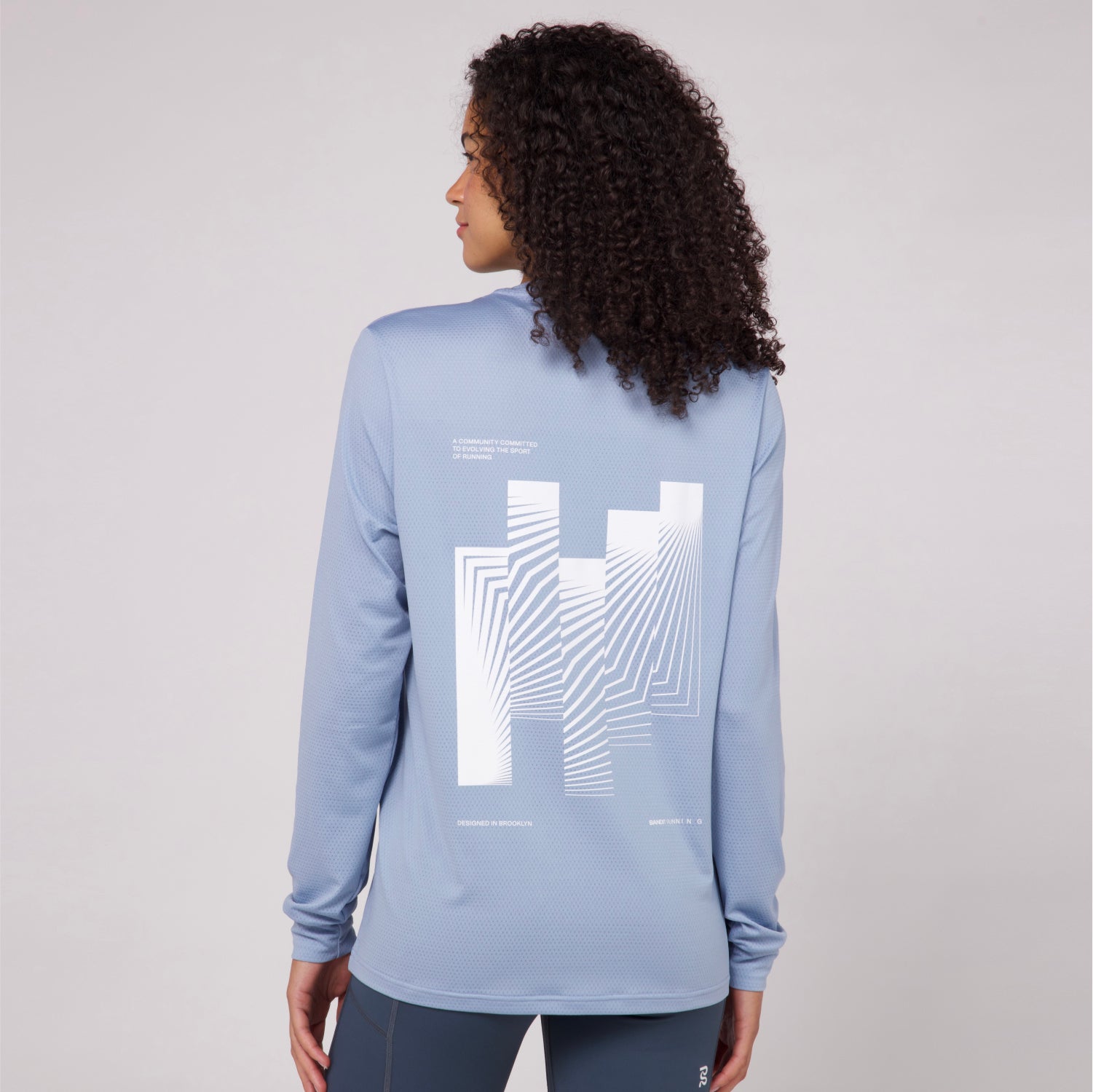 Micromesh™ "Geometry" Long Sleeve Tee - Unisex, Smokey Blue
