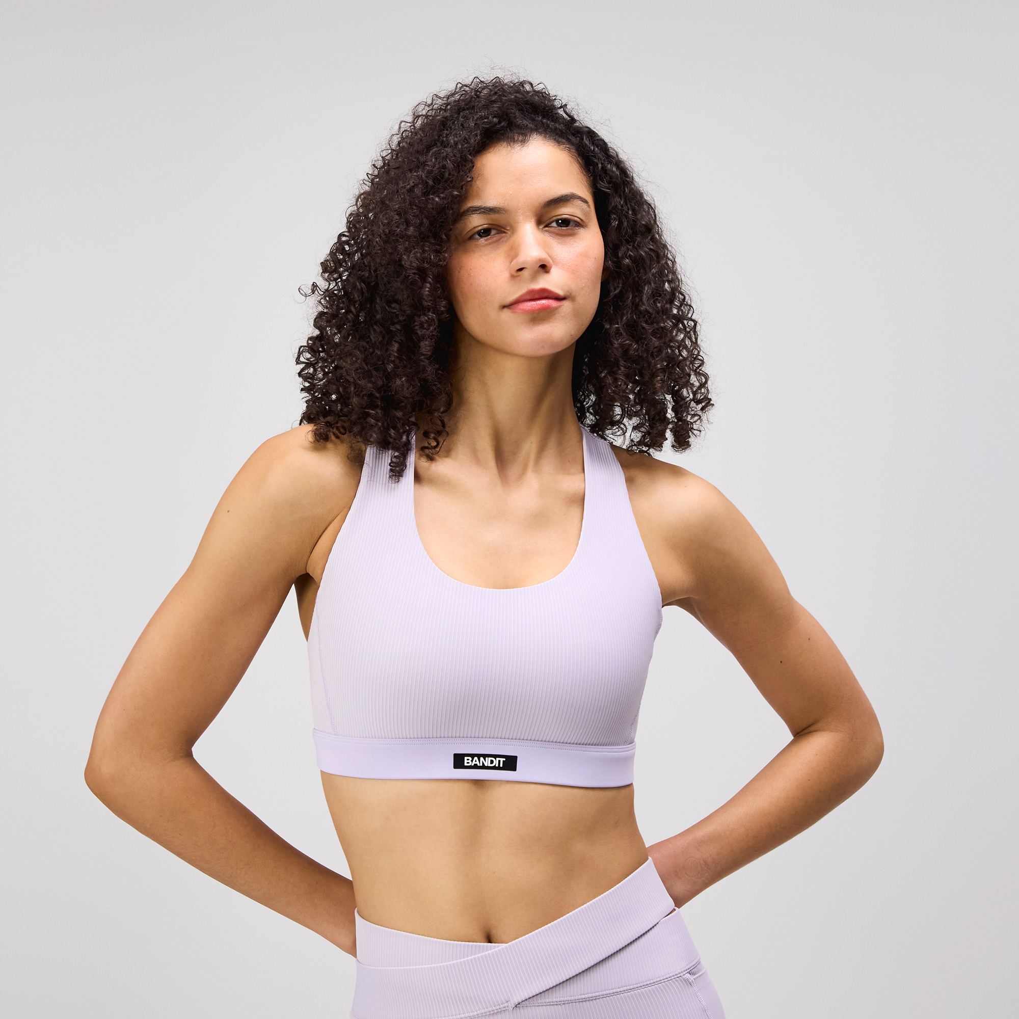 Striped Cadence™ Scoop Neck Run Bra - Light Thistle