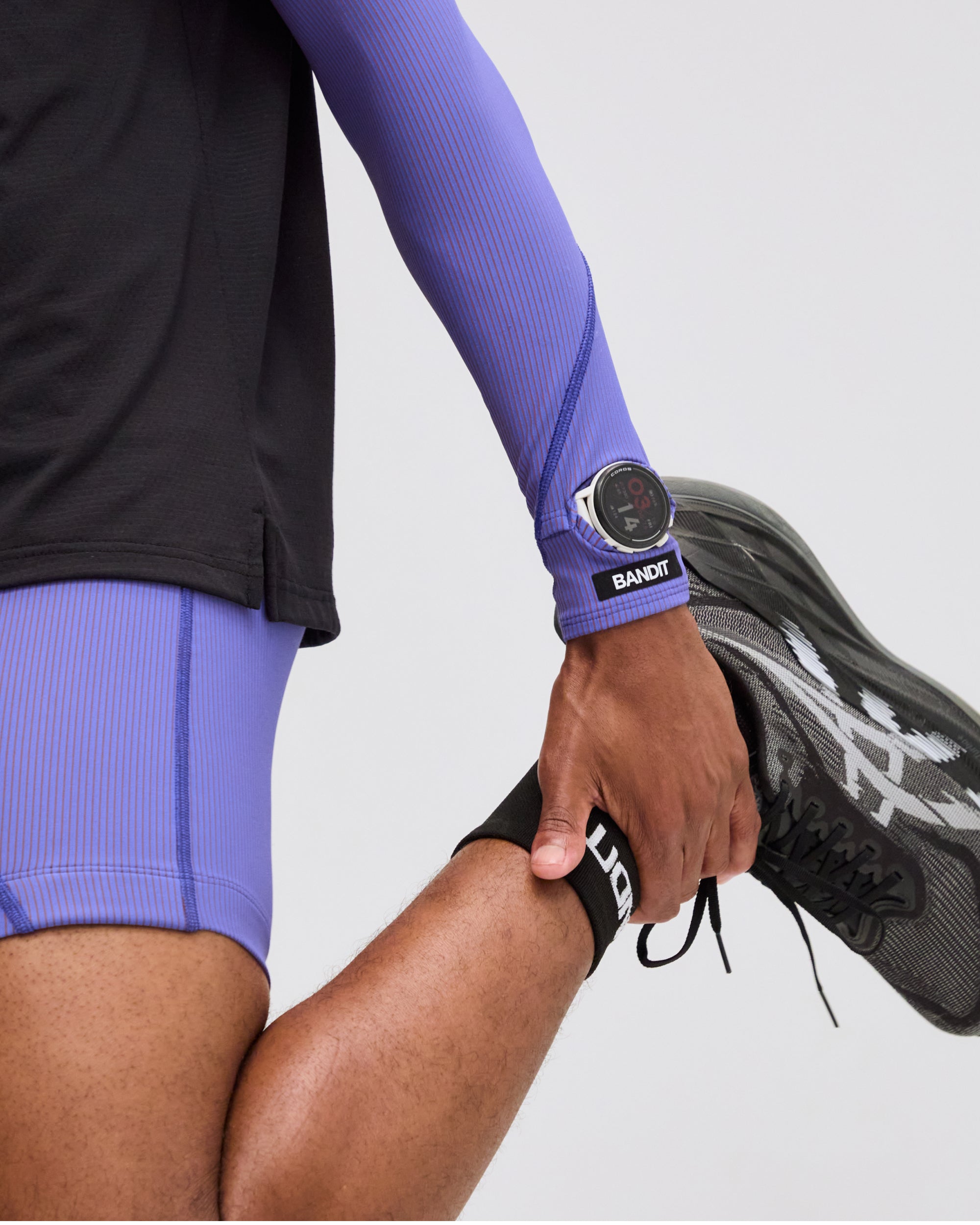 Striped Cadence™ Compression Sleeves - Deep Peri Blue with Rust