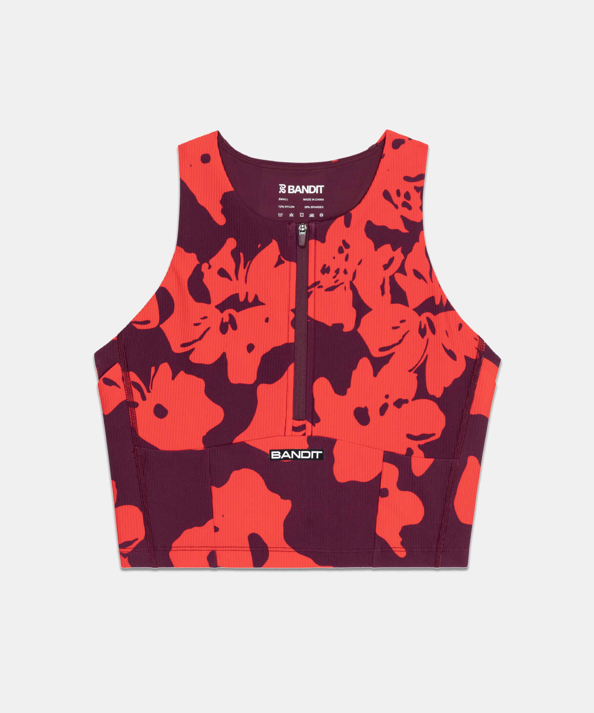 Cadence™ Zip Front Race Crop - Fleura, Fig / Intense Red