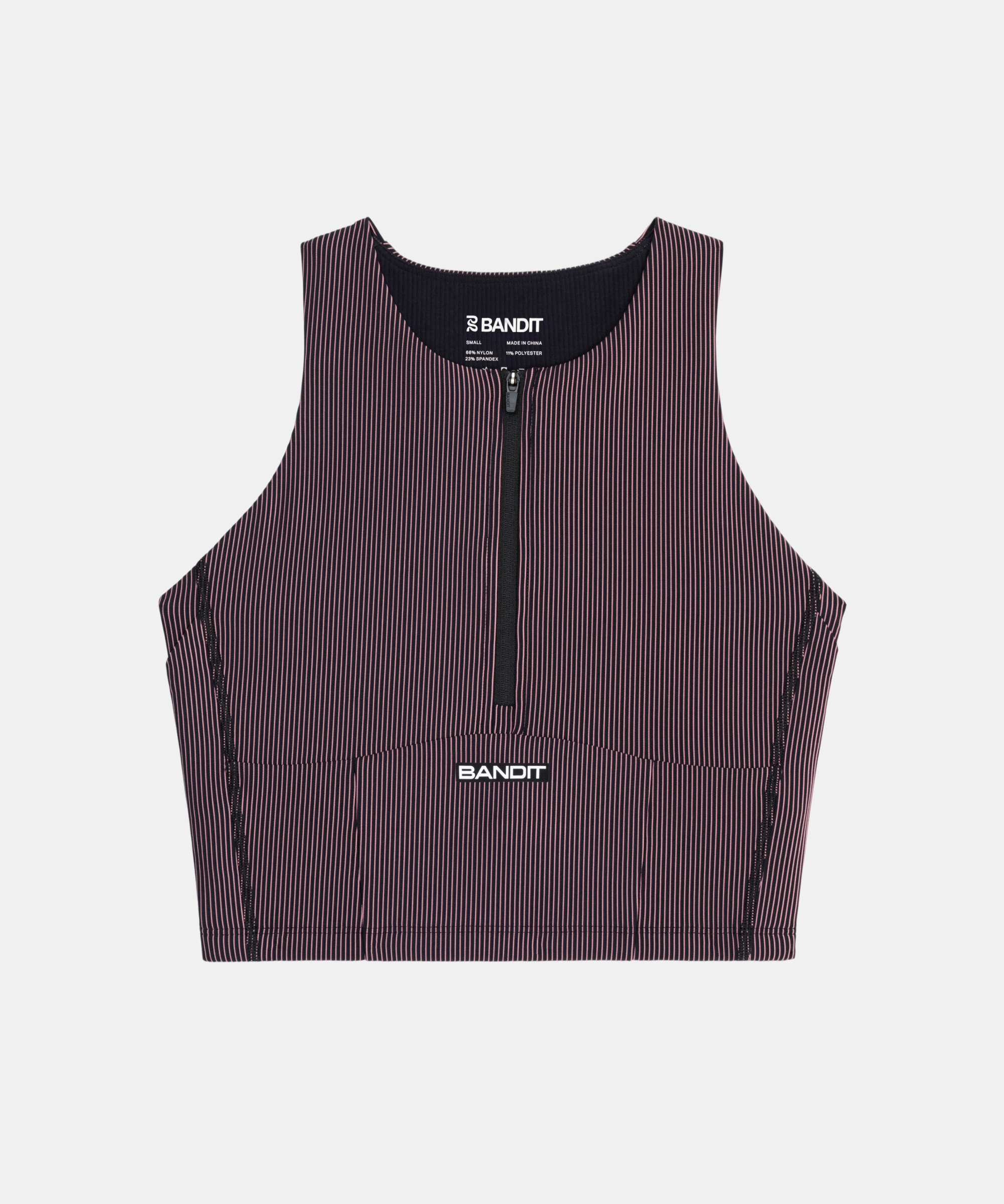 Striped Cadence™ Zip Front Race Crop - Black / Mauve
