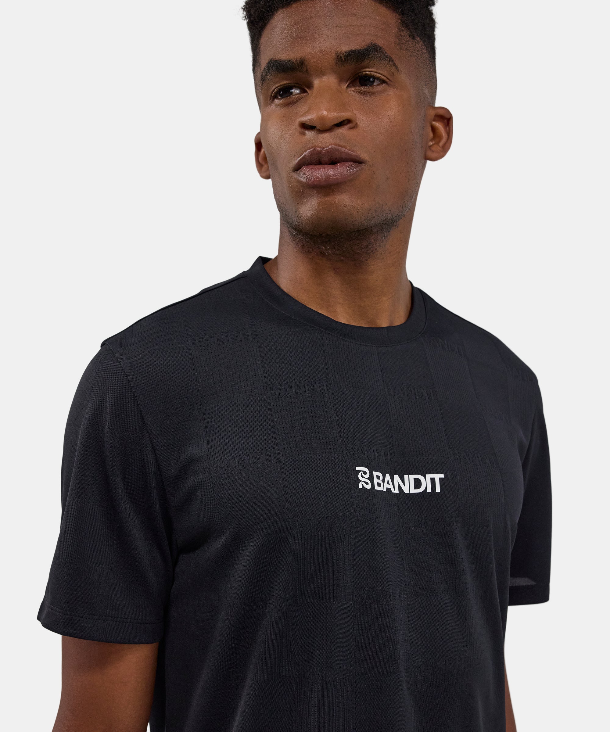 Bandit Cheque Jacquard Short Sleeve Tee - Unisex, Black