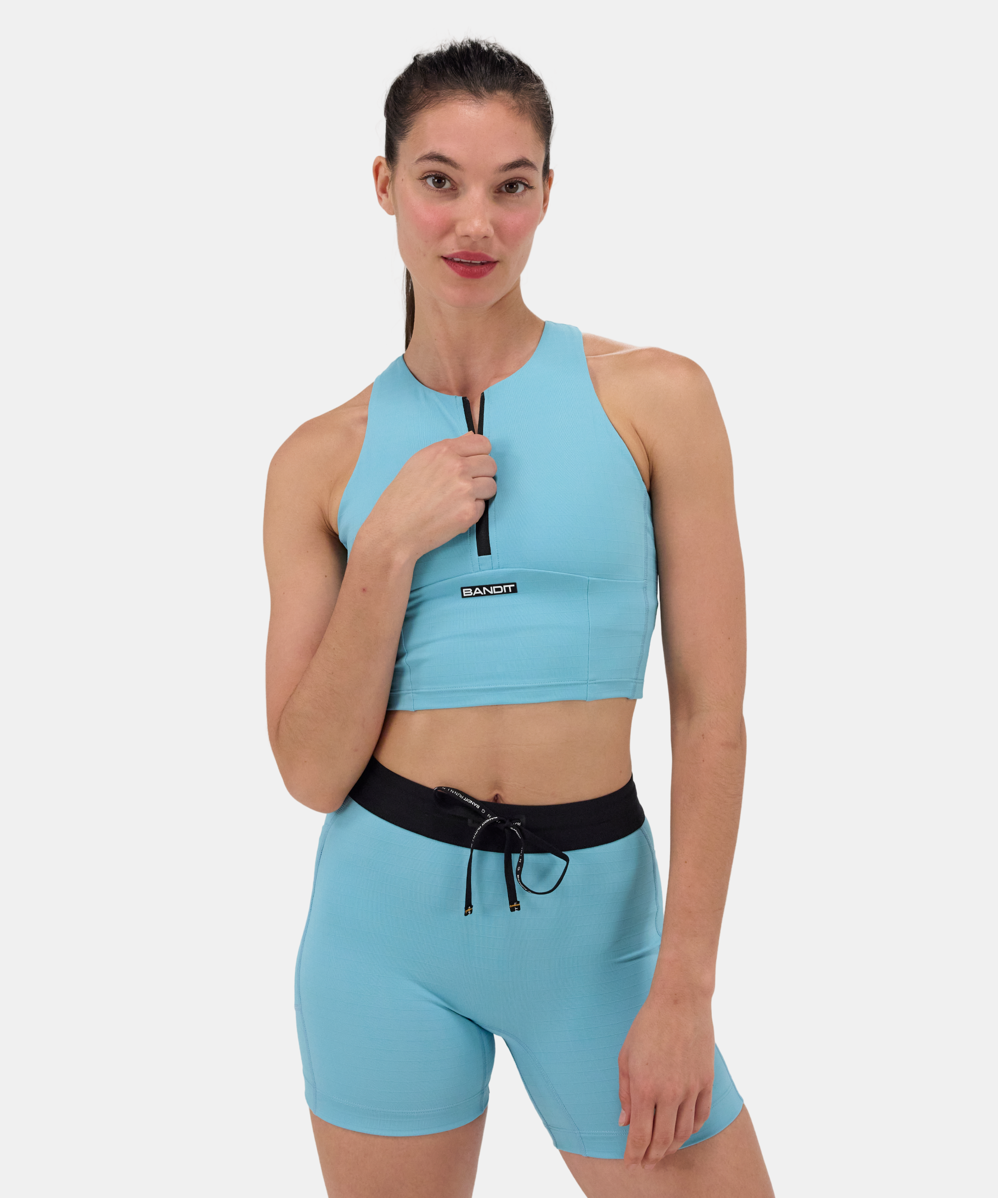 Gridlock™ Zip Front Race Crop - Vintage Blue