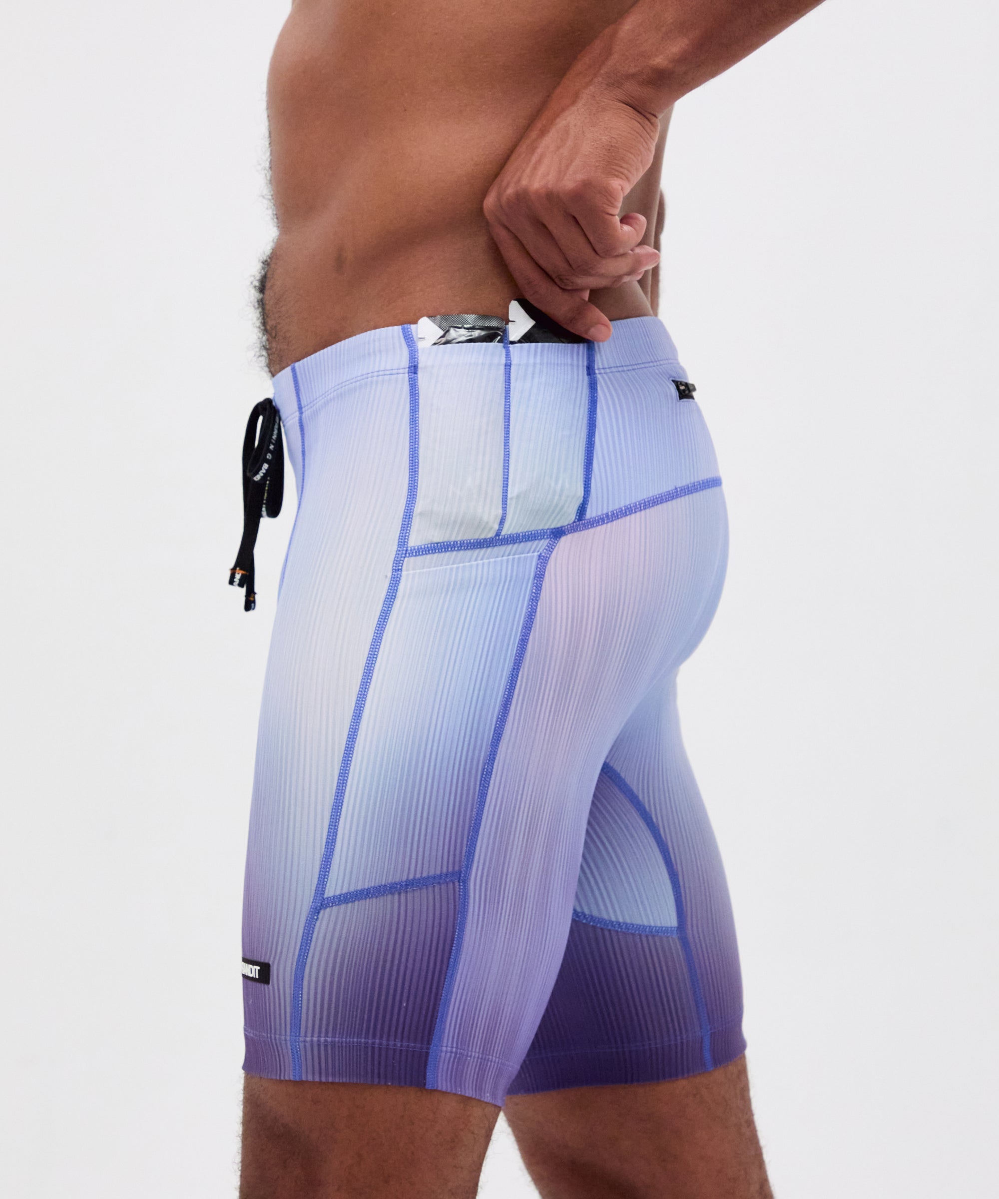 Striped Cadence™ 7 Pocket Half Tights - Deep Peri Blue Gradient