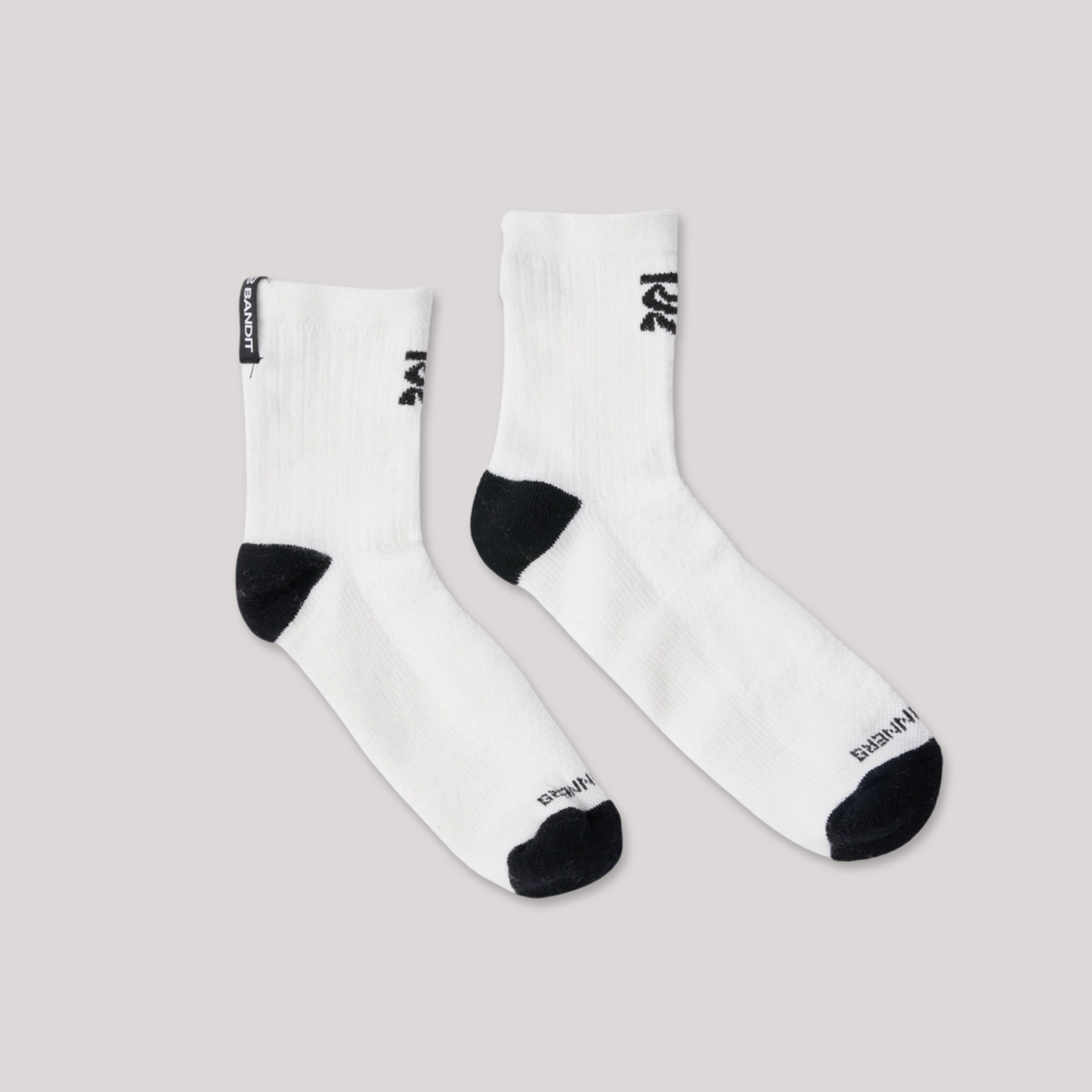 Merino Wool Run Current Quarter Sock - White with Black - 2 Pack