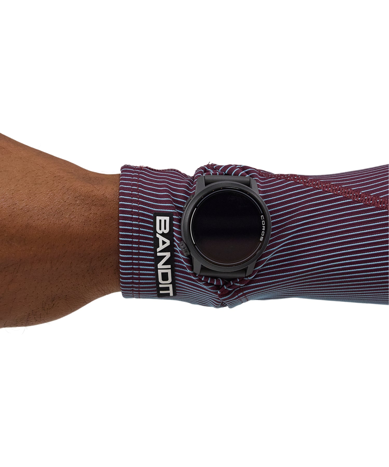 Striped Cadence™ Compression Sleeves - Fig / Vintage Blue