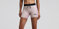 Thumbnail of Women's Striped Cadence™ 5" Compression Shorts - Plaster / Orchid