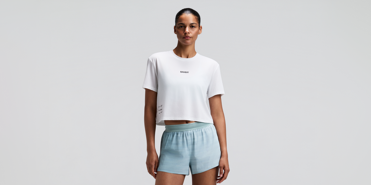 Women's Micromesh™ Cropped Run Tee - White