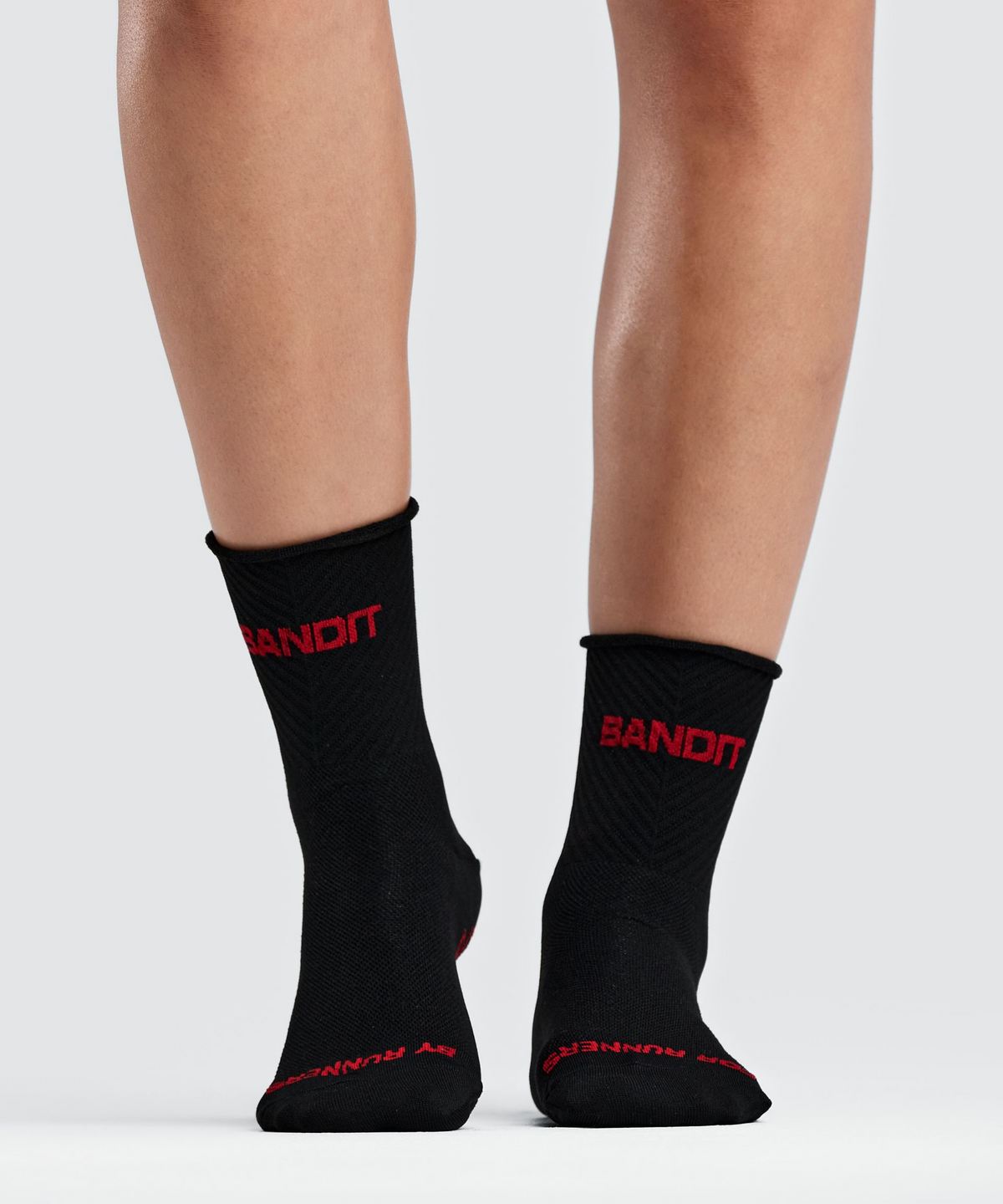 Lite Run™ Ribbed Quarter Sock - Black with Oxide Red (2 Pack)