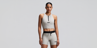 Thumbnail of Women's Striped Cadence™ Zip Front Race Crop - Plaster / Slate