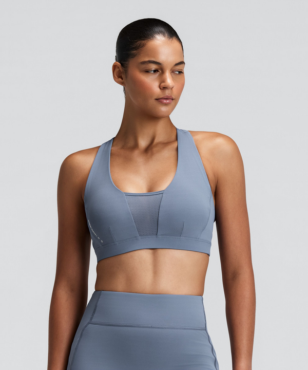 Women's Vanisher™ GeoMesh™ V-Neck Run Bra - Steel Horizon