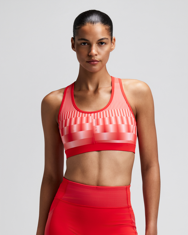 Women's Vanisher™ Reverso™ Scoop Neck Run Bra - Growing Grid - Poppy