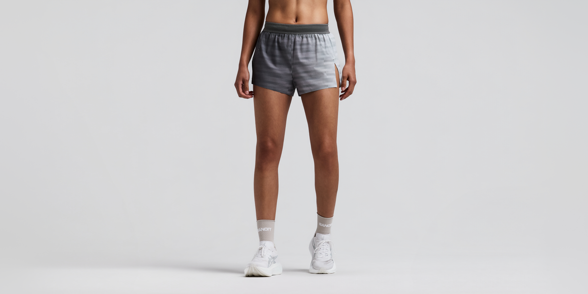 Women's CoolGrid™ 3" Split Shorts - Uneven Gradient - Plaster / Slate