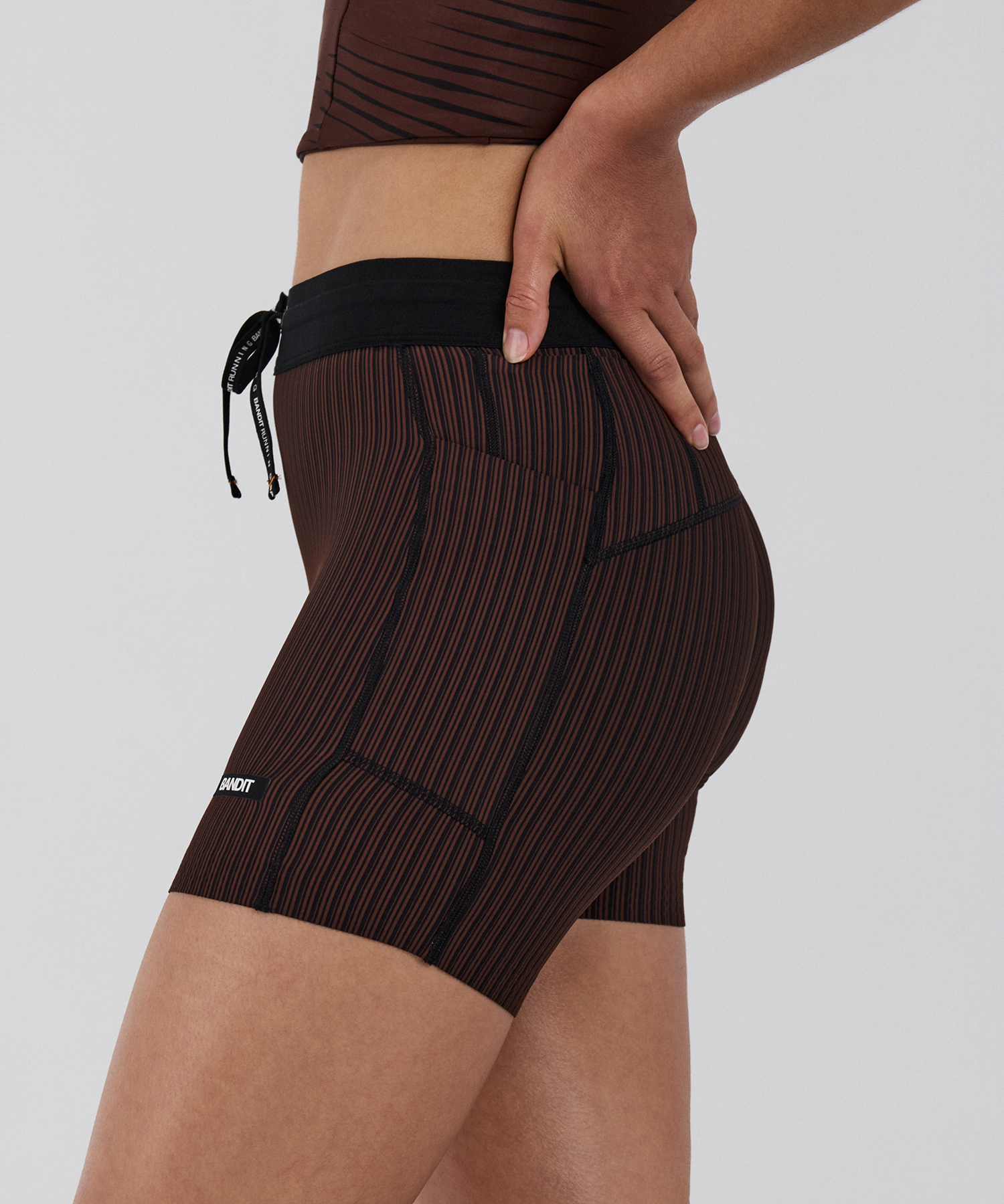 Women's Striped Cadence™ 5" Compression Shorts - Cacao / Black
