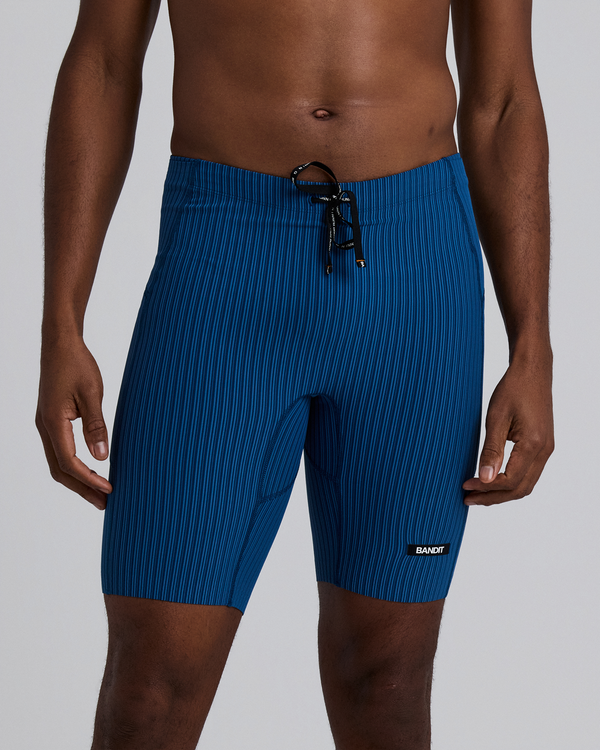 Men's Striped Cadence™ 7 Pocket Lined Half Tights - Ink Blue / Aegean