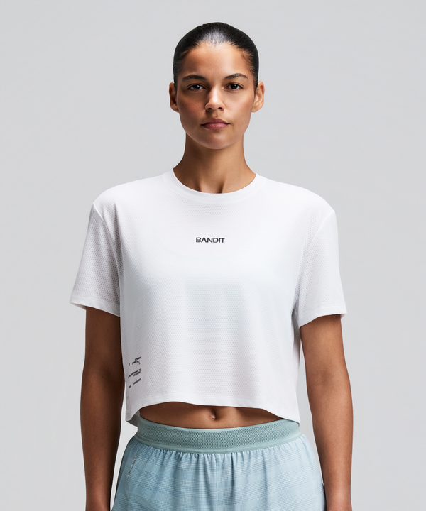 Women's Micromesh™ Cropped Run Tee - White