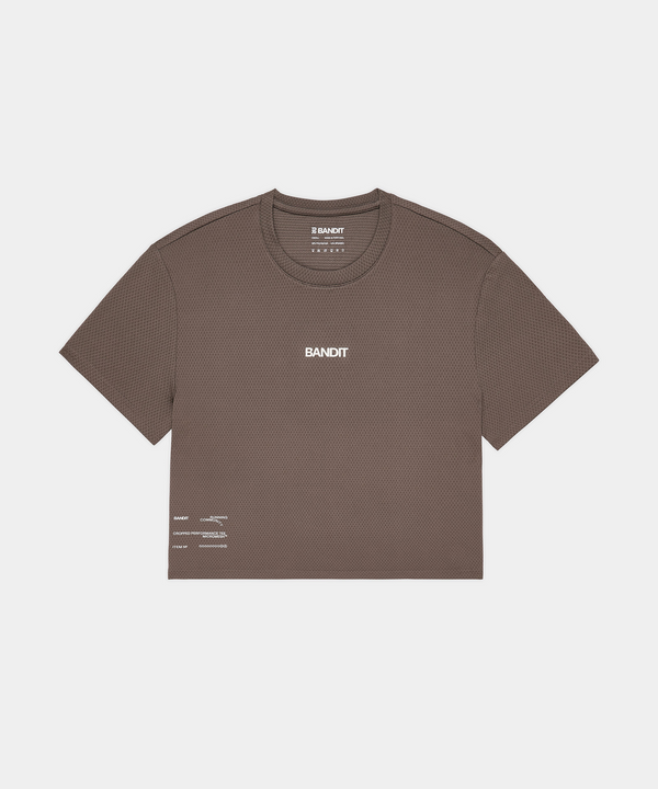 Women's Micromesh™ Cropped Run Tee - Cocoa