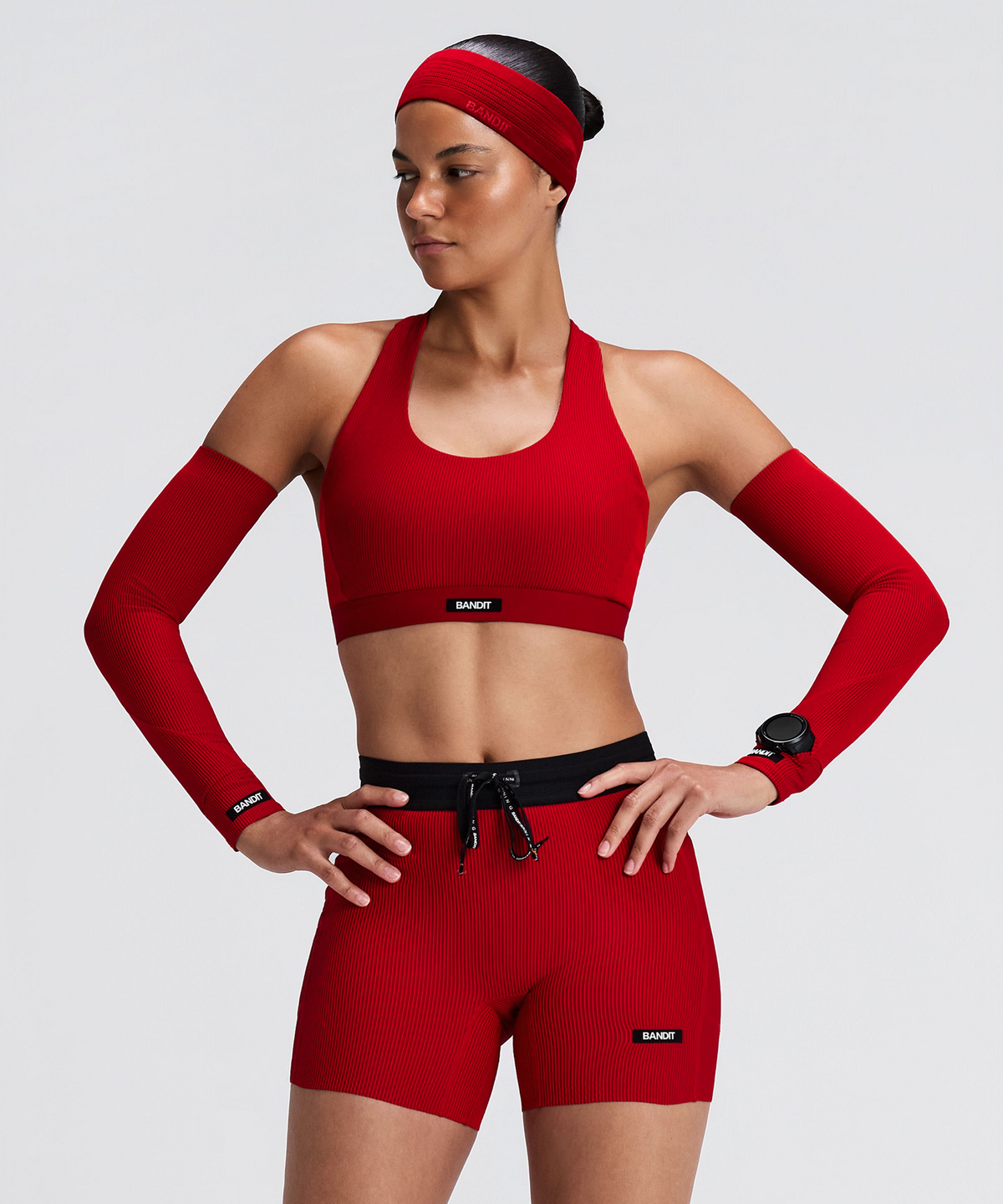 Striped Cadence™ Compression Sleeves - Oxide Red / Signal Red