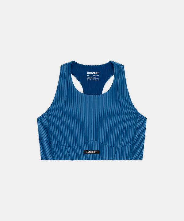 Women's Striped Cadence™ Longline Bra - Ink Blue / Aegean