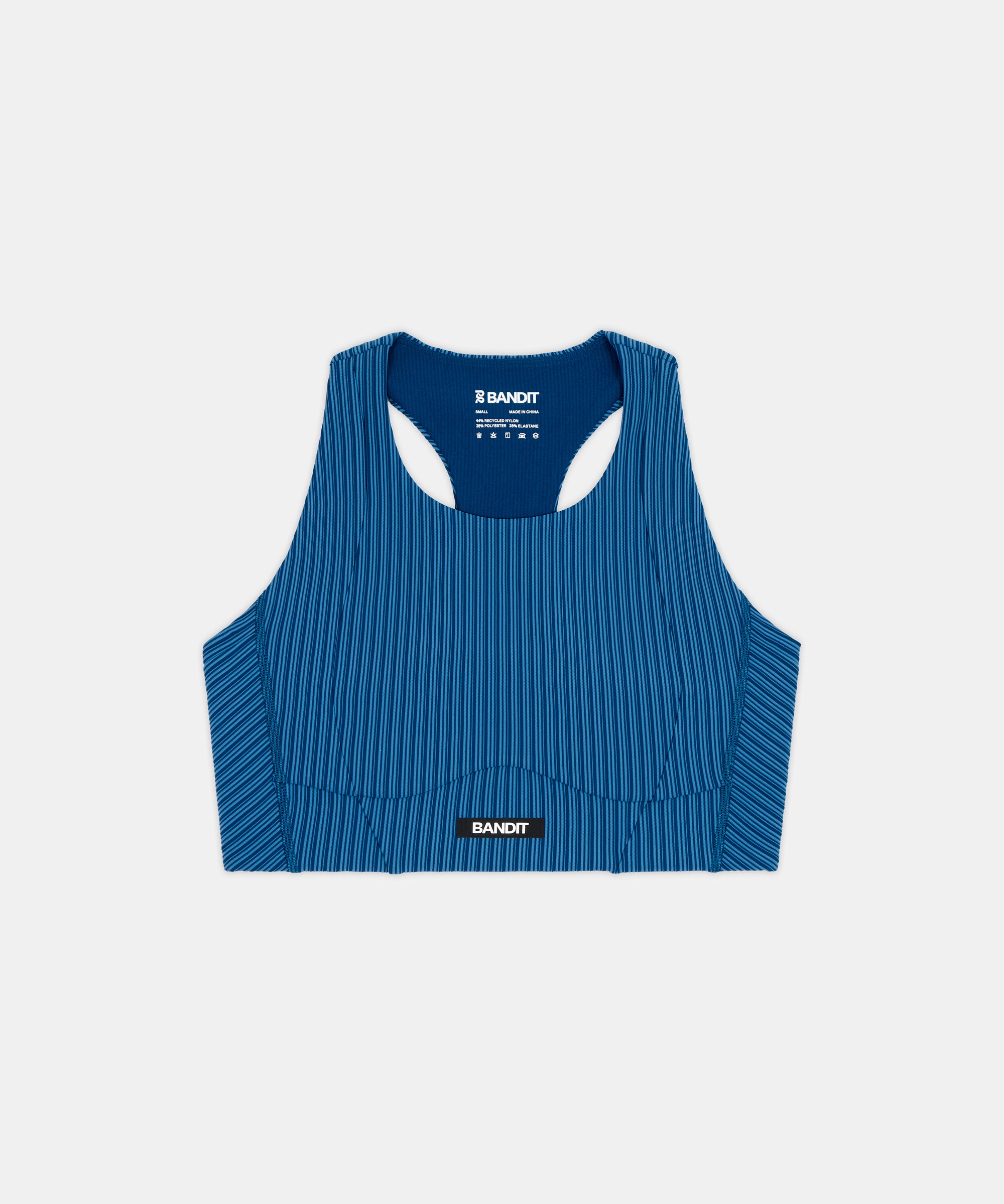 Women's Striped Cadence™ Longline Bra - Ink Blue / Aegean