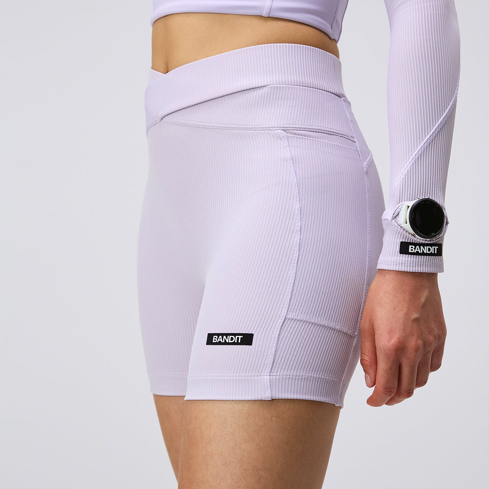 Striped Cadence™ Crossover 5" Women's Compression Shorts - Light Thistle