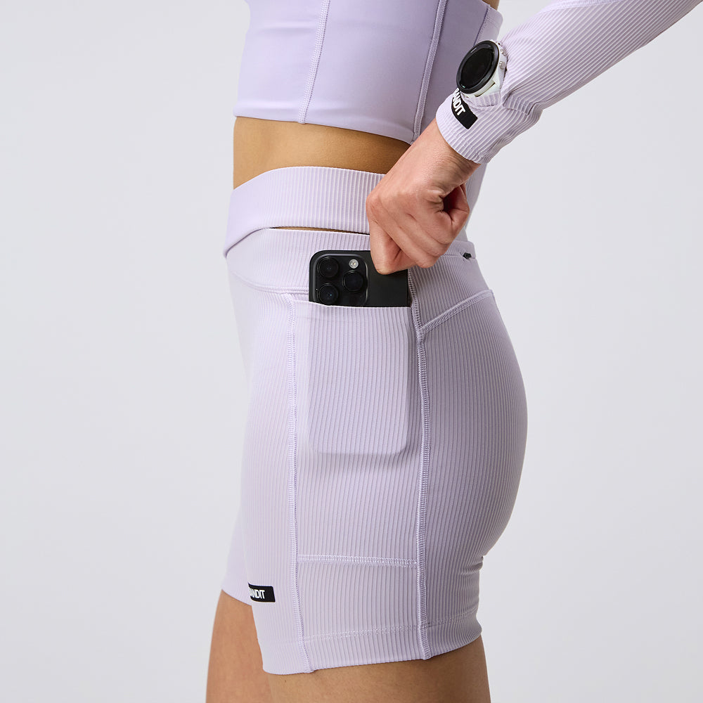 Striped Cadence™ Crossover 5" Women's Compression Shorts - Light Thistle