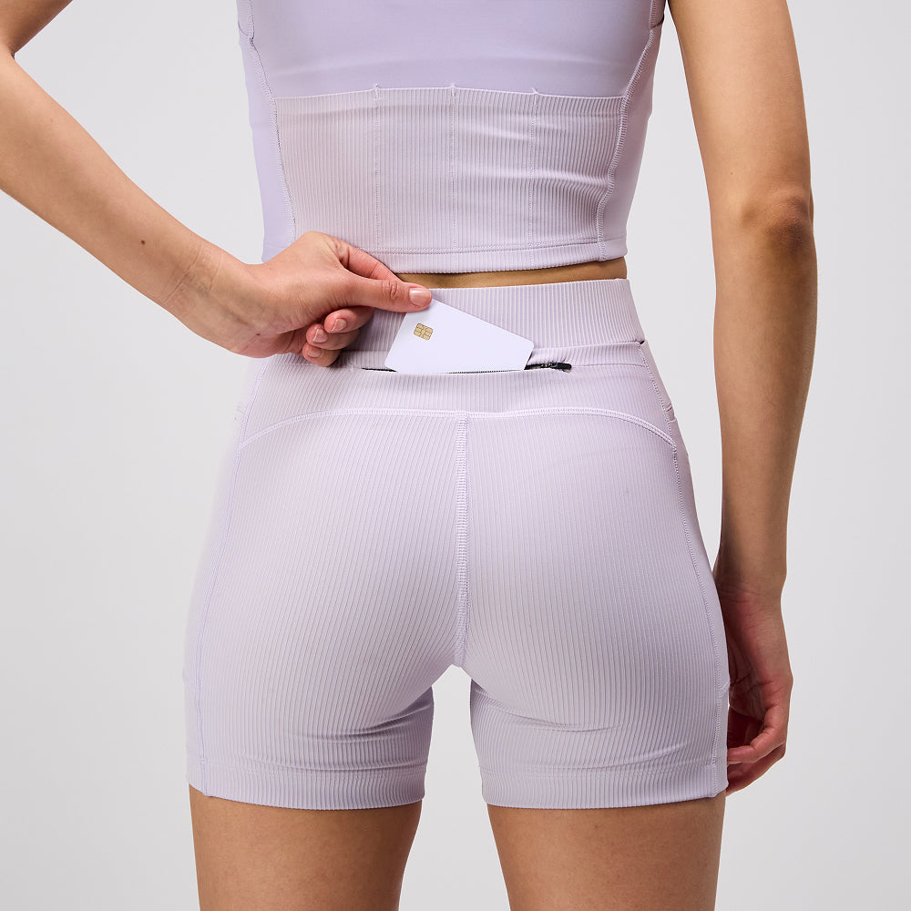 Striped Cadence™ Crossover 5" Women's Compression Shorts - Light Thistle