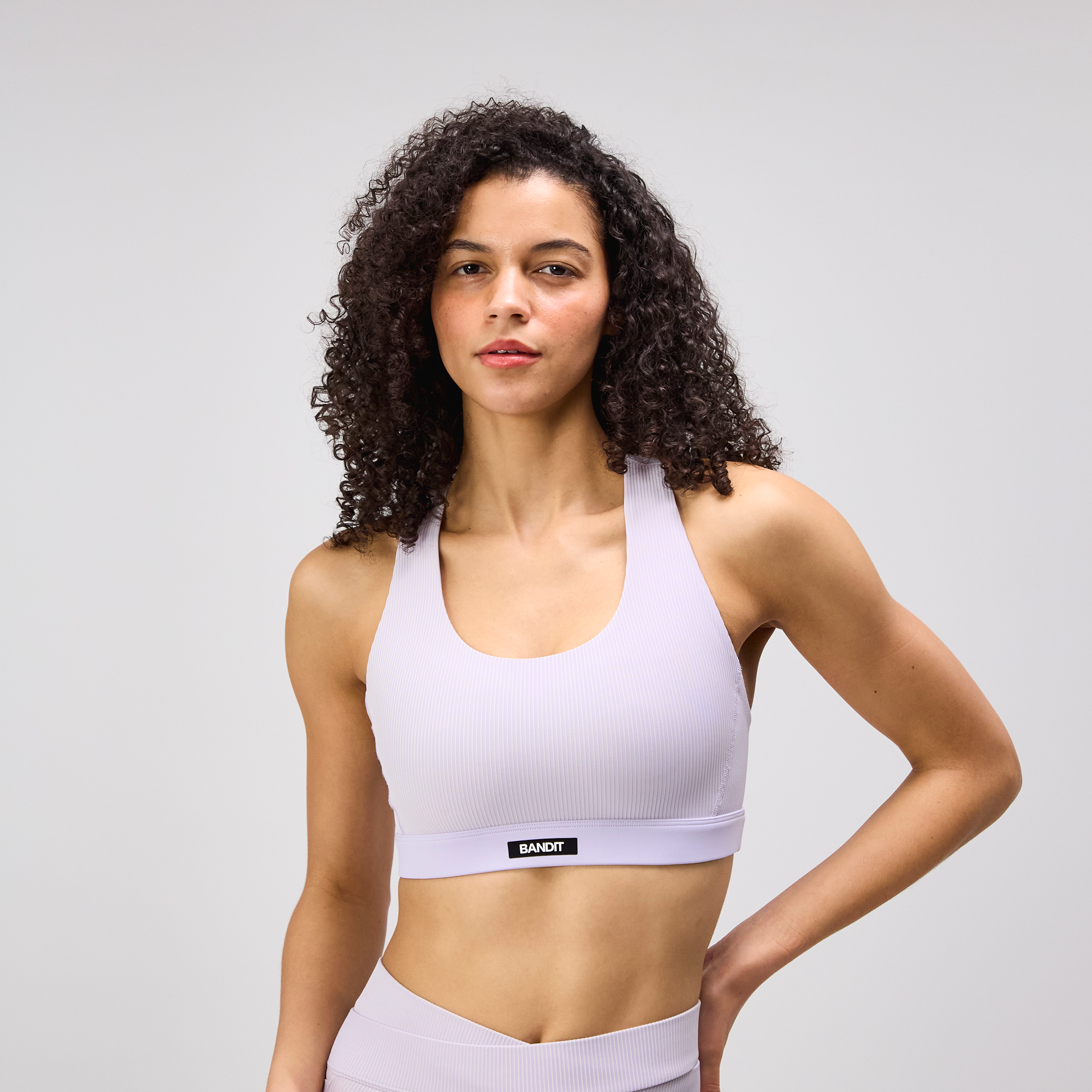 Striped Cadence™ Scoop Neck Run Bra - Light Thistle