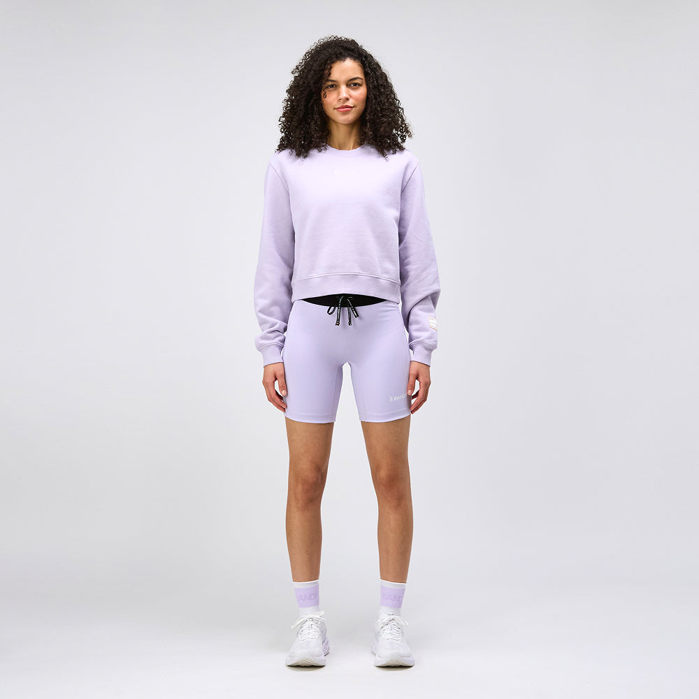 Cotton Fleece Women's Cropped Crewneck - Light Thistle