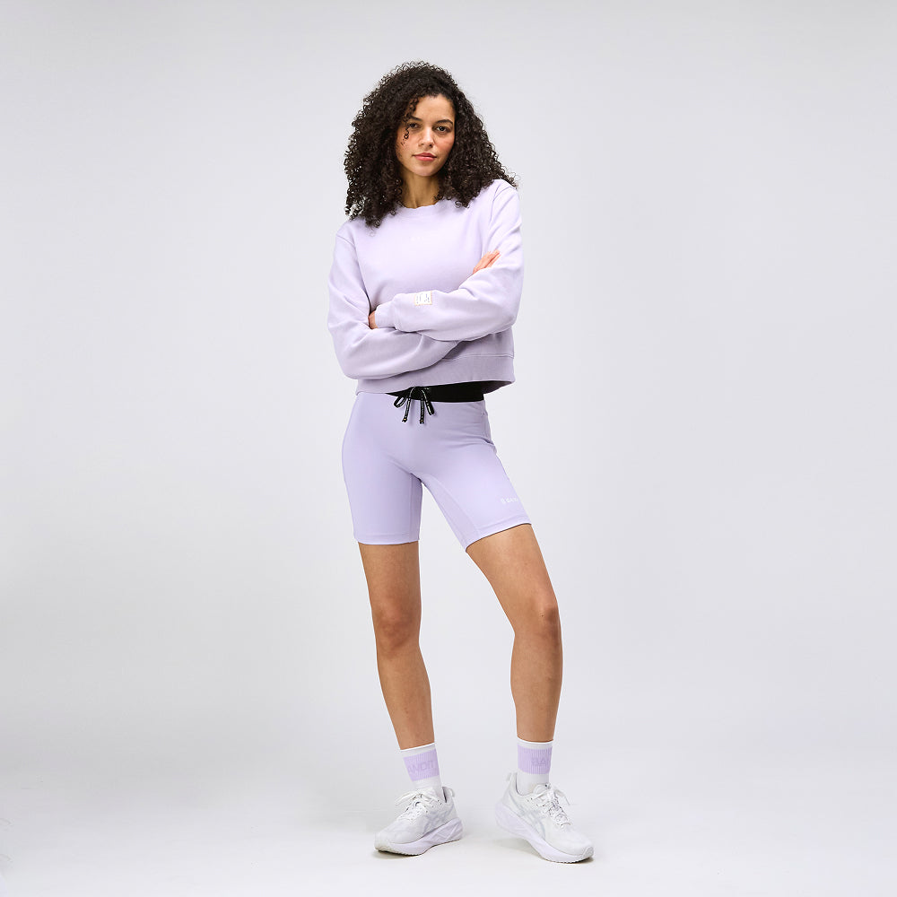 Cotton Fleece Women's Cropped Crewneck - Light Thistle
