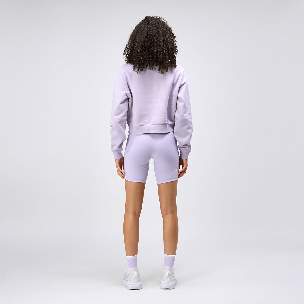 Cotton Fleece Women's Cropped Crewneck - Light Thistle