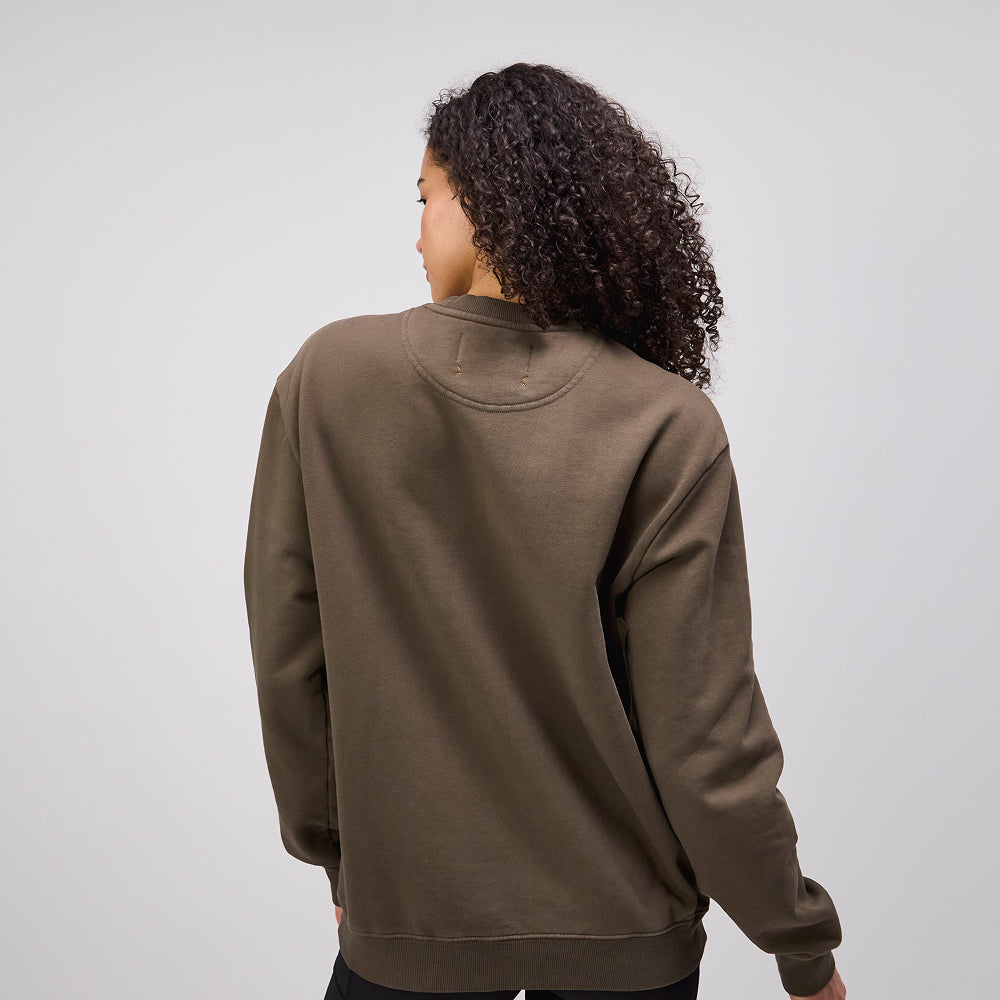 Cotton Fleece Crewneck - Unisex, Dark Fatigue