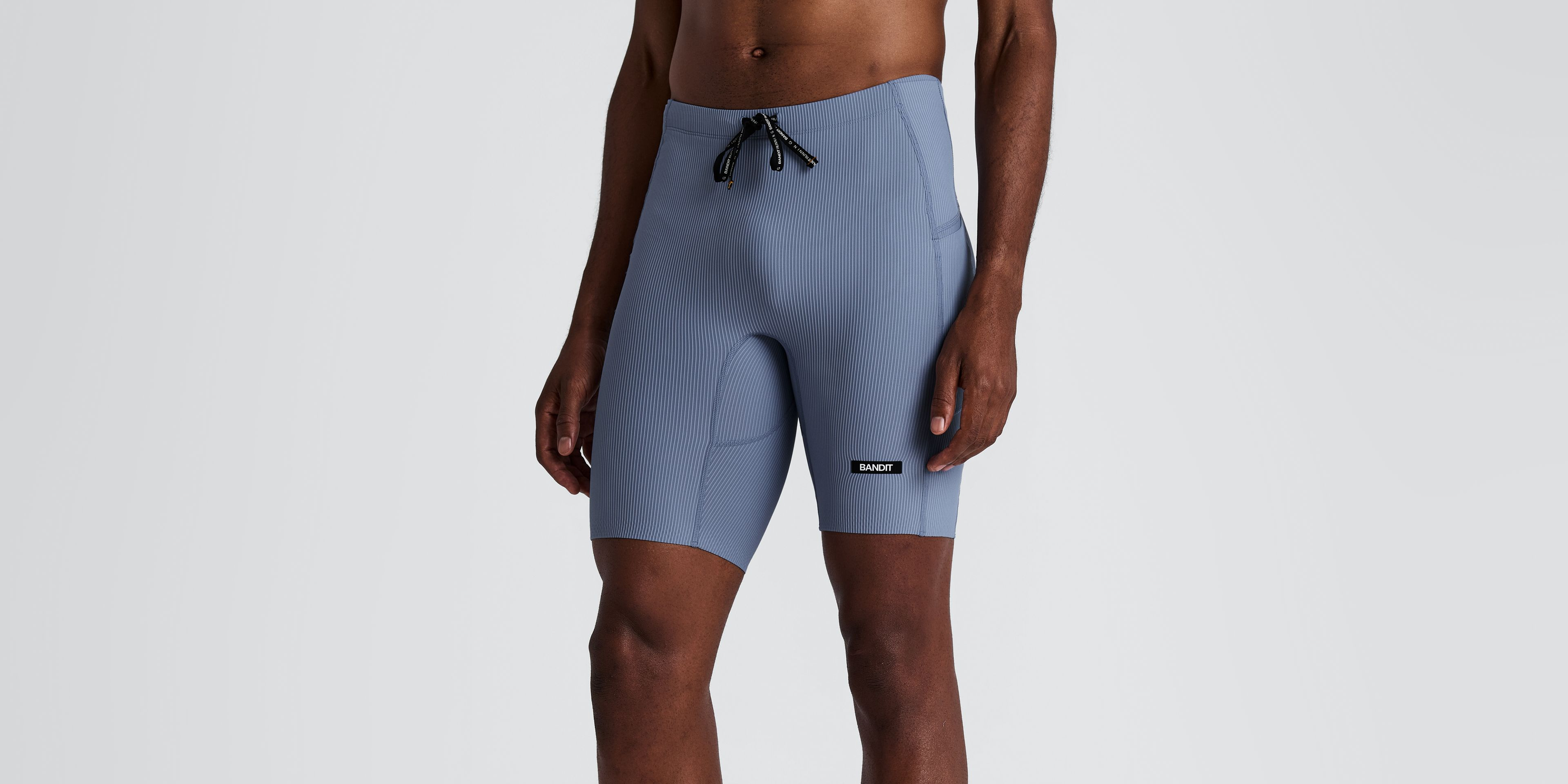Men's Striped Cadence™ Half Tights - Steel Horizon / Pavilion Blue