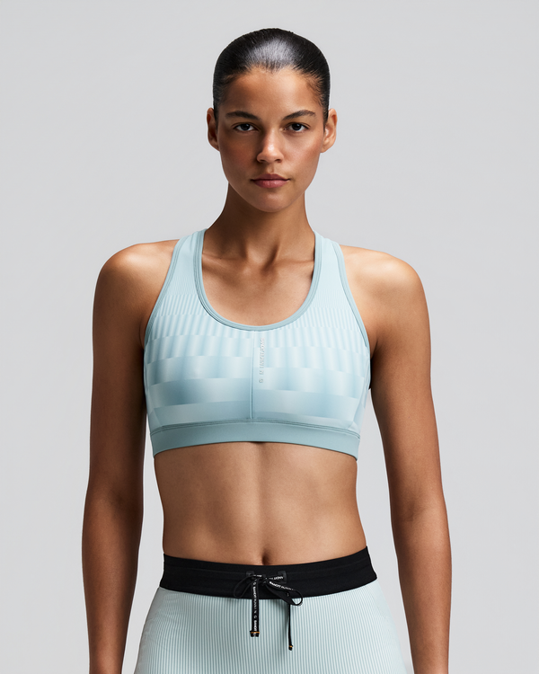 Women's Vanisher™ Reverso™ Scoop Neck Run Bra - Growing Grid - Lagoon / Mist