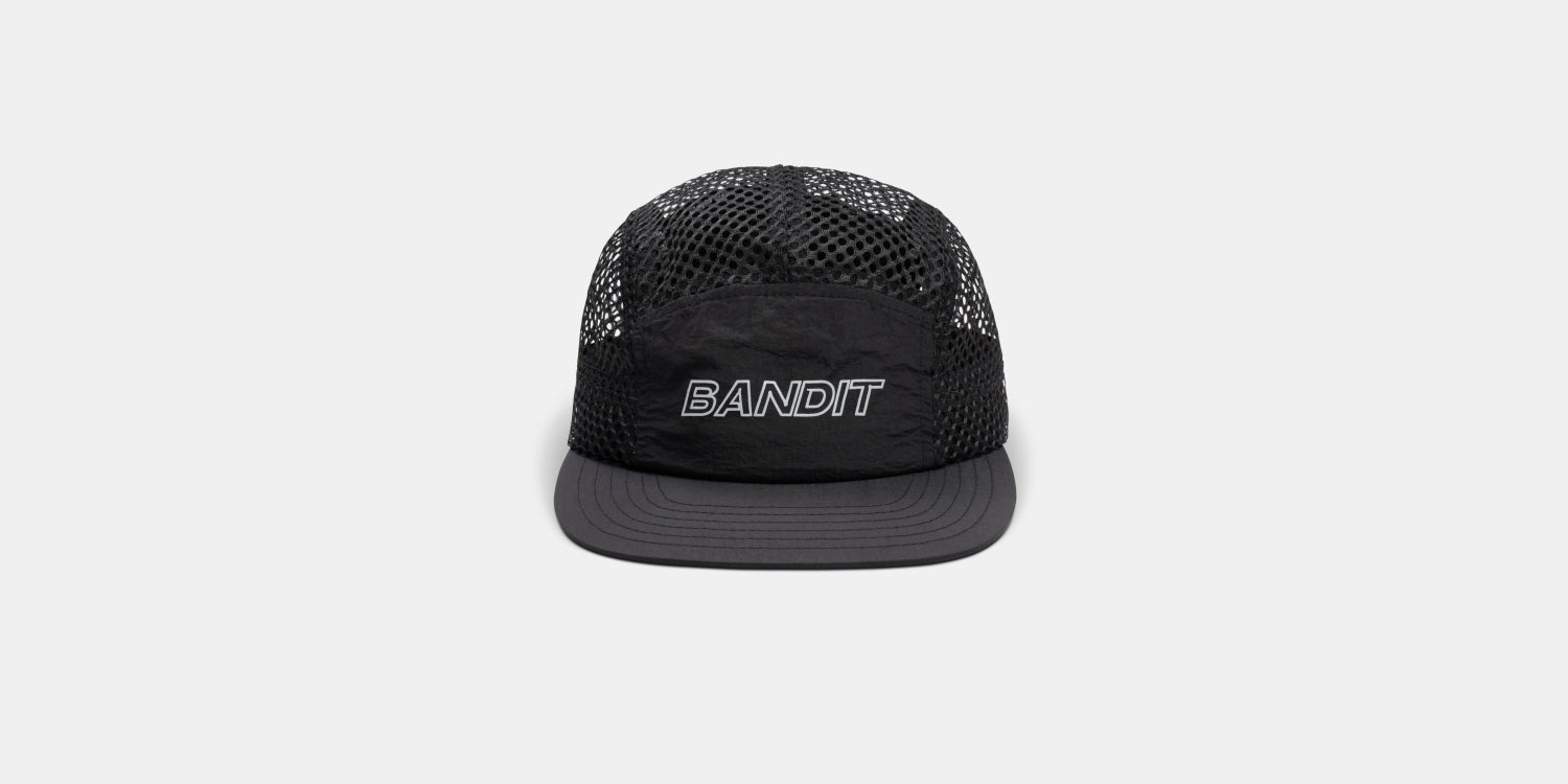Mesh "Bandit" Reflective Run Hat - Black