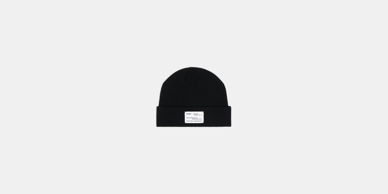 Waffle Patch Beanie - Black