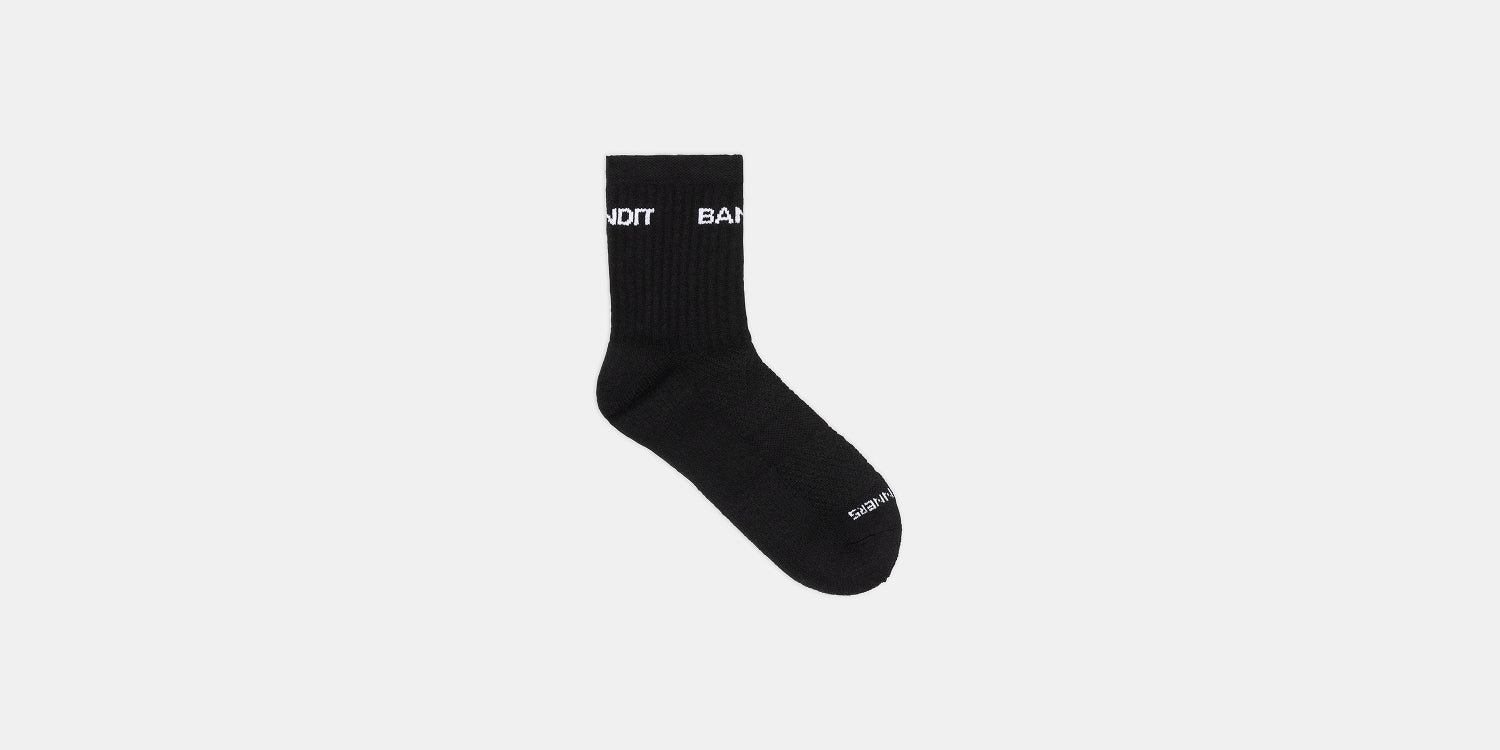 Merino Wool Run Socks - Black / White (2 Pack)