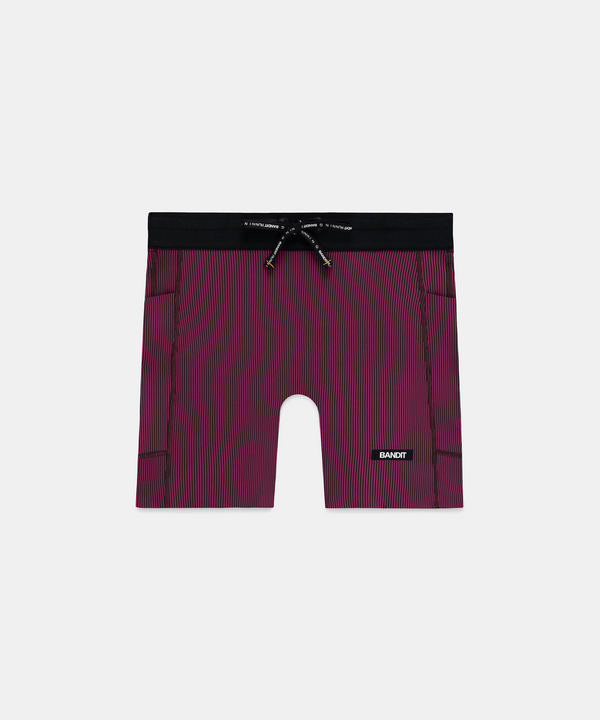Women's Striped Cadence™ 5" Compression Shorts - Espresso / Azalea