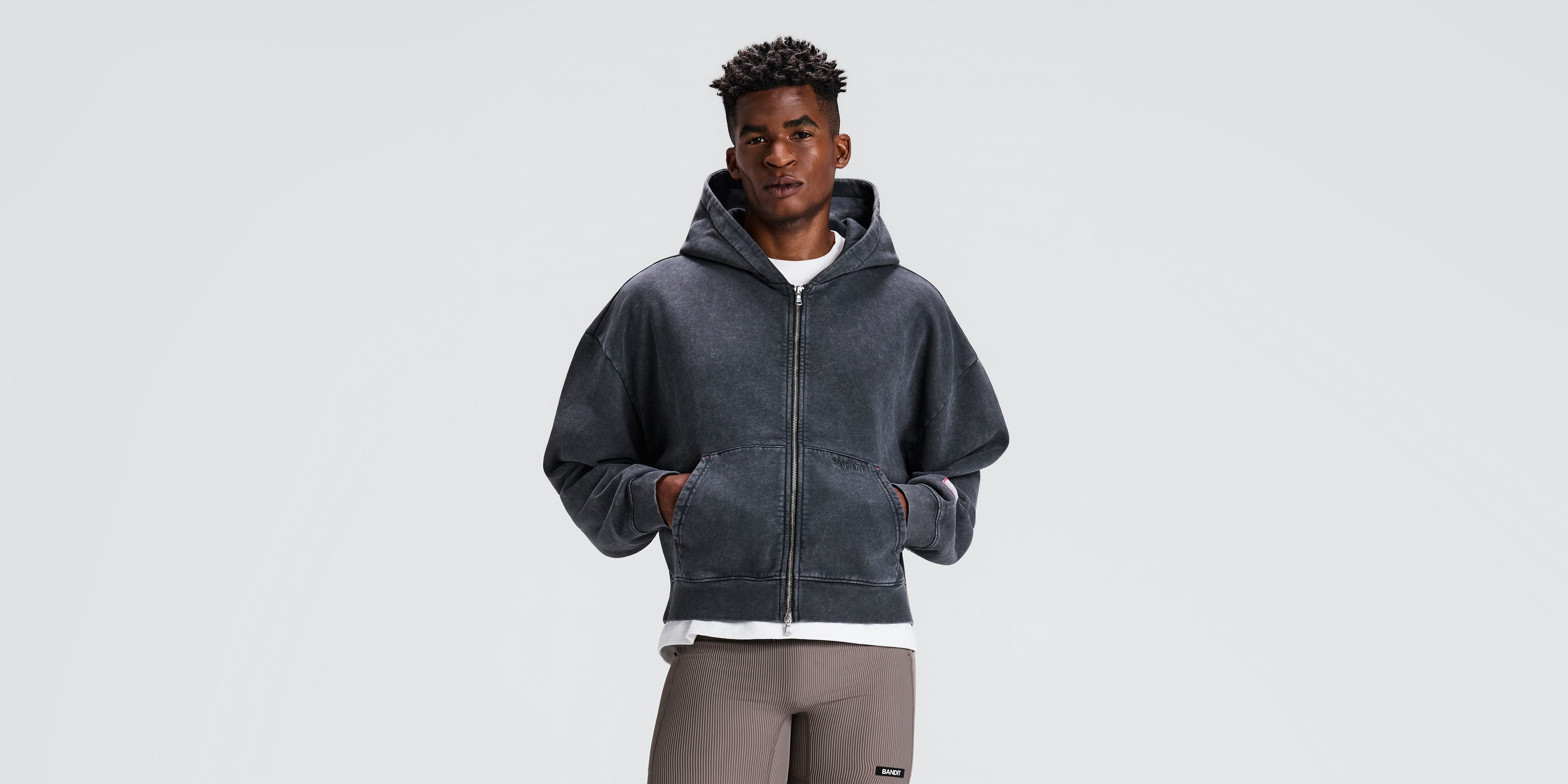 Unisex Chroma Wash 2-Way Zip Hoodie - Black Chroma Wash
