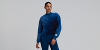 Thumbnail of Women's Cropmock Pullover - Aegean Blue Wave Print