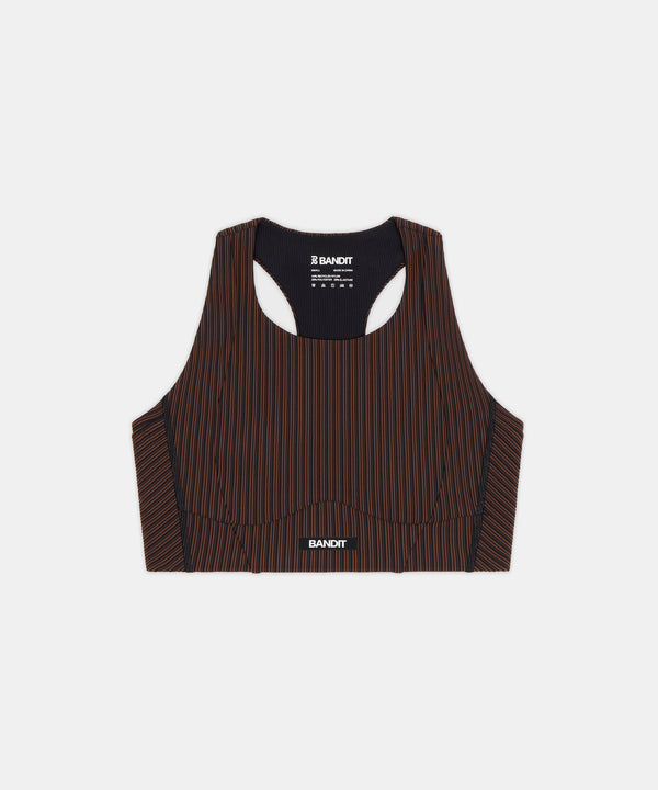 Women's Striped Cadence™ Longline Bra - Cacao / Black