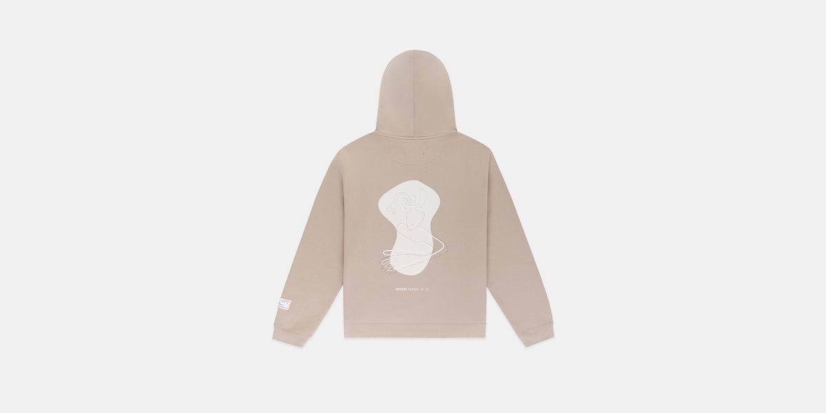 The Cotton Fleece Abstract Thinker Hoodie - Unisex, Stone