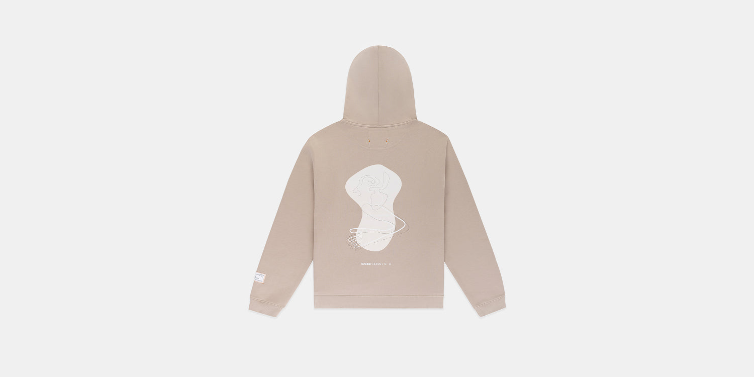 The Cotton Fleece Abstract Thinker Hoodie - Unisex, Stone