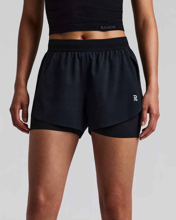 Women's CoolGrid™ 2-in-1 Run Shorts - Black