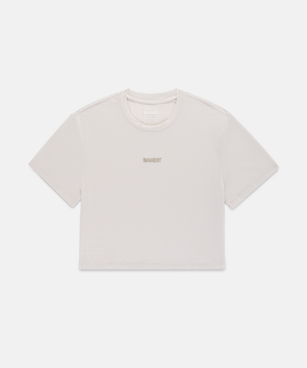 Women's Micromesh™ Cropped Run Tee - Plaster