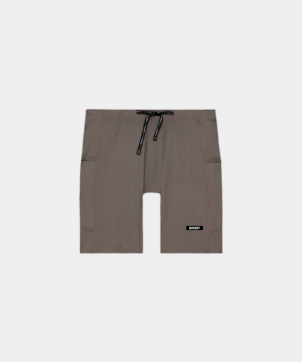 Men's Striped Cadence™ Quarter Tights - Concrete Taupe / Cocoa