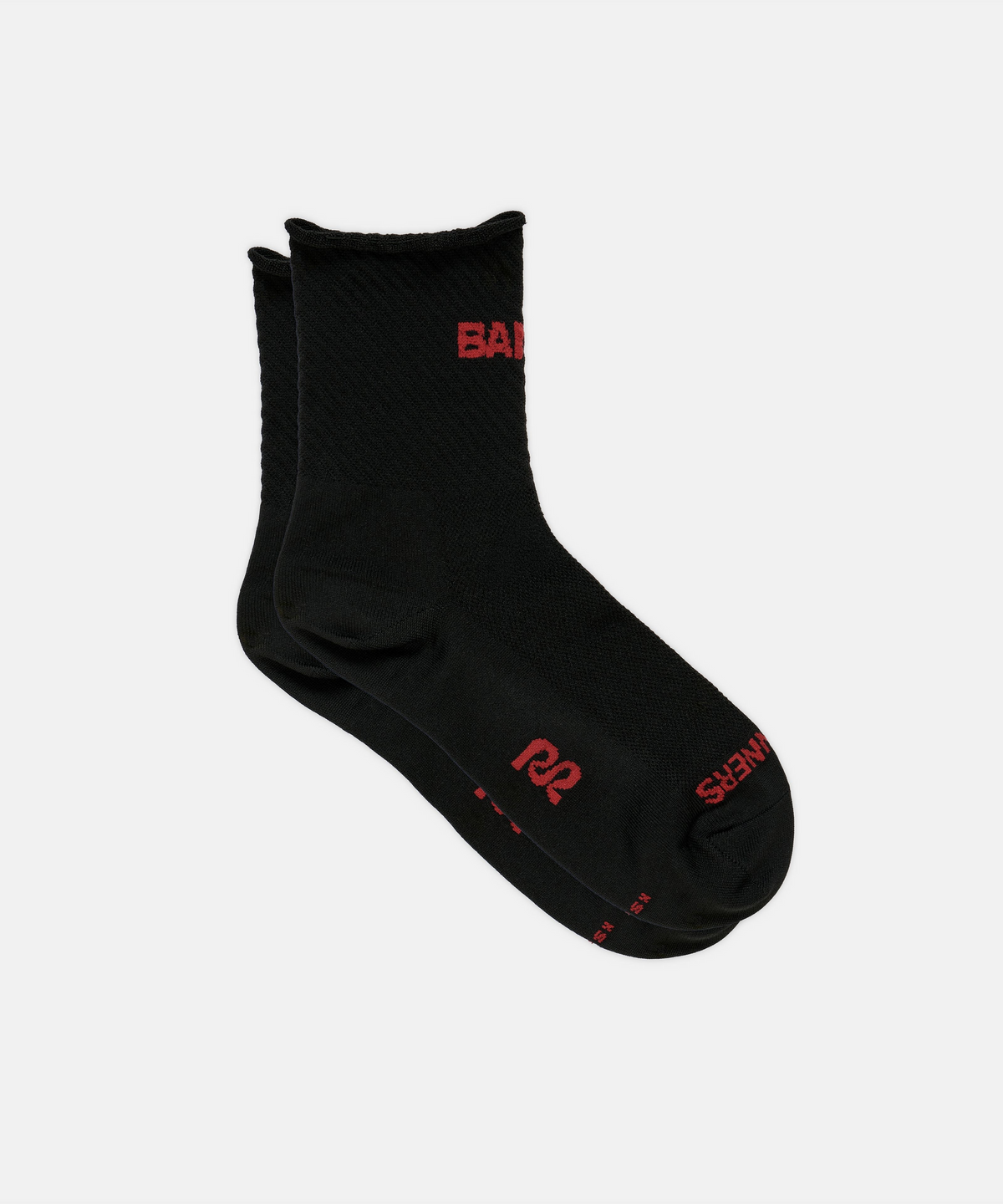 Lite Run™ Ribbed Quarter Sock - Black with Oxide Red (2 Pack)