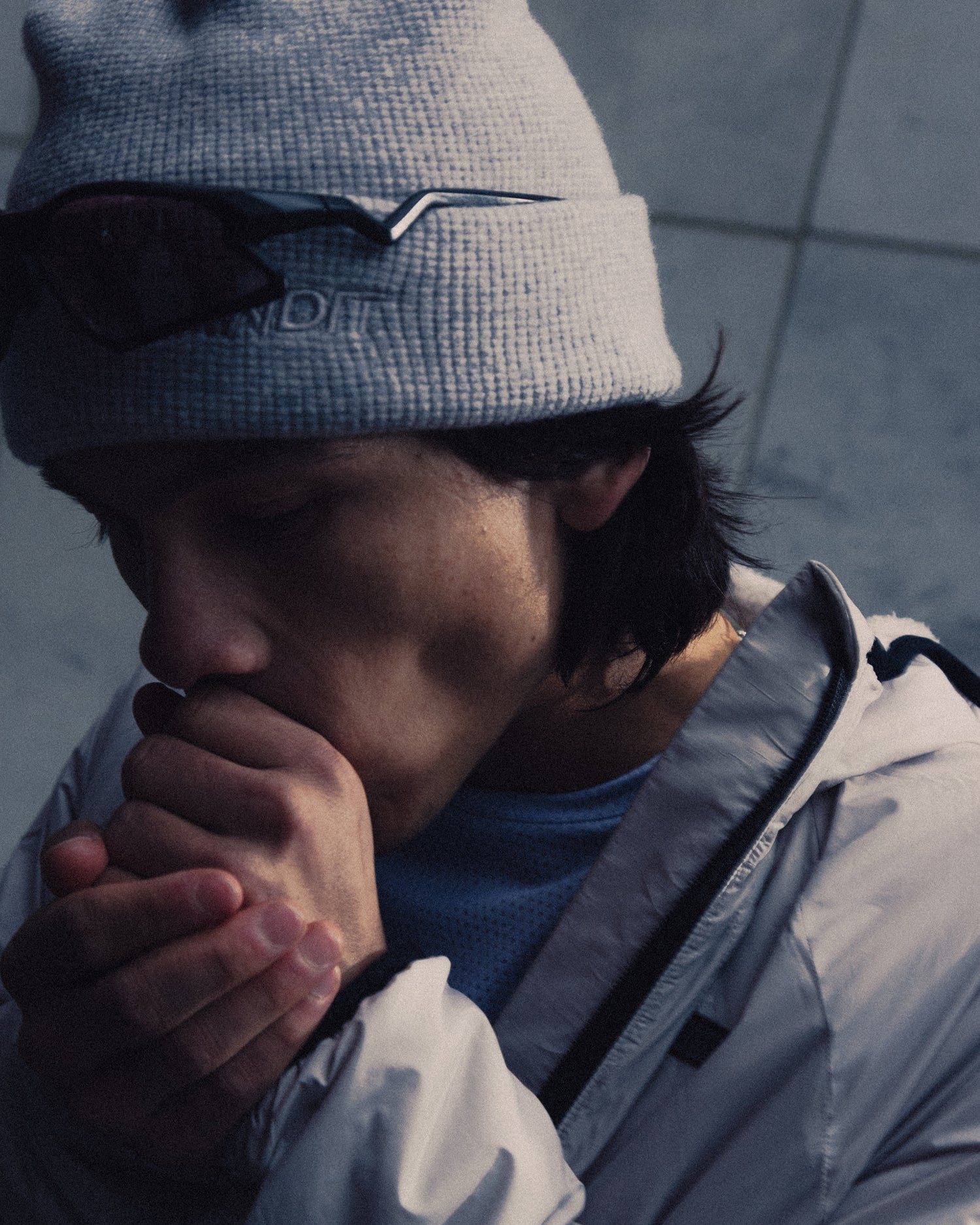 Embroidered Waffle Logo Beanie - Heather Grey