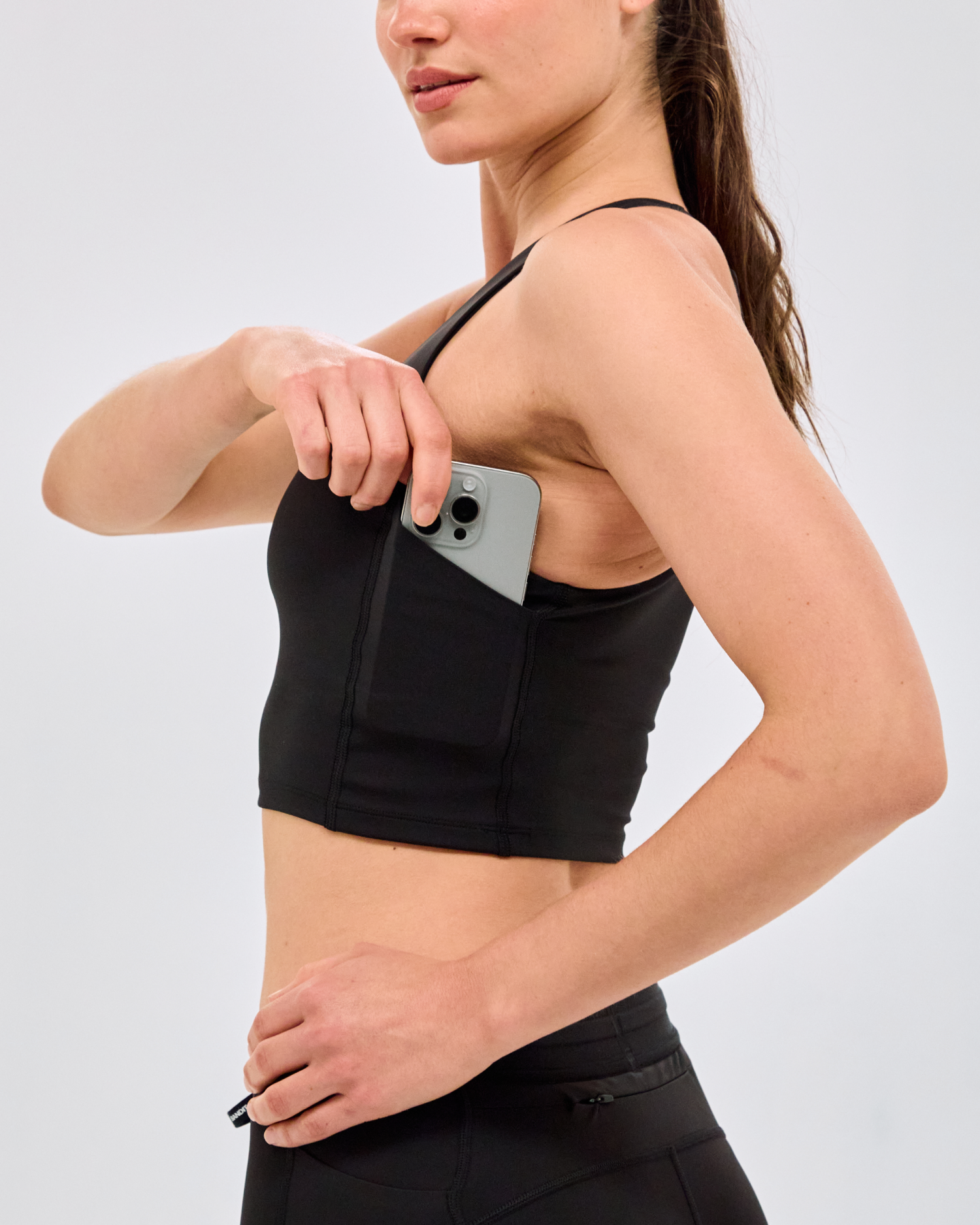 Stamina™ Scoop Neck Race Crop - Black