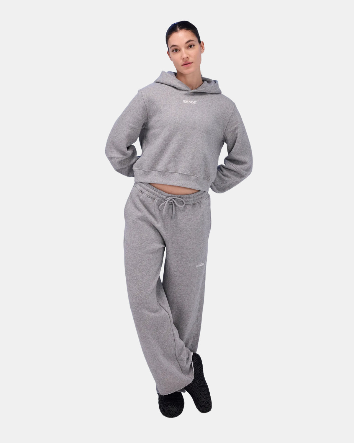 Women's Stitch Logo Cropped Hoodie - Heather Grey